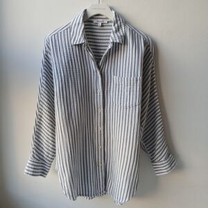 Madewell Dolman Sleeve Button Front Shirt White Stripe Women's Small